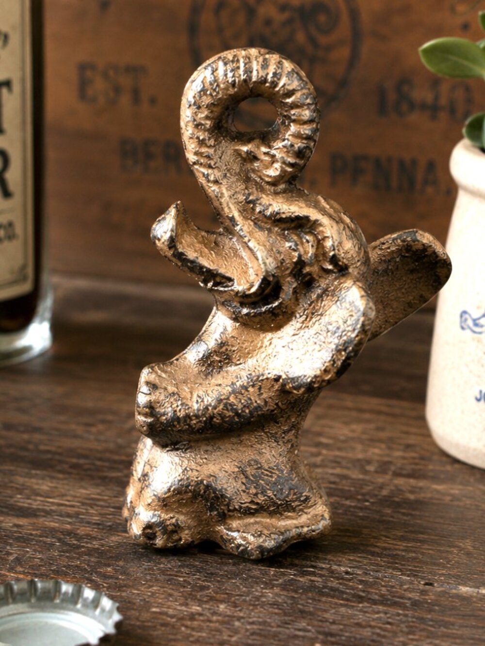 VTG 1940s John Wright Cast Iron Laughing Elephant Bottle Opener Original 3.5"